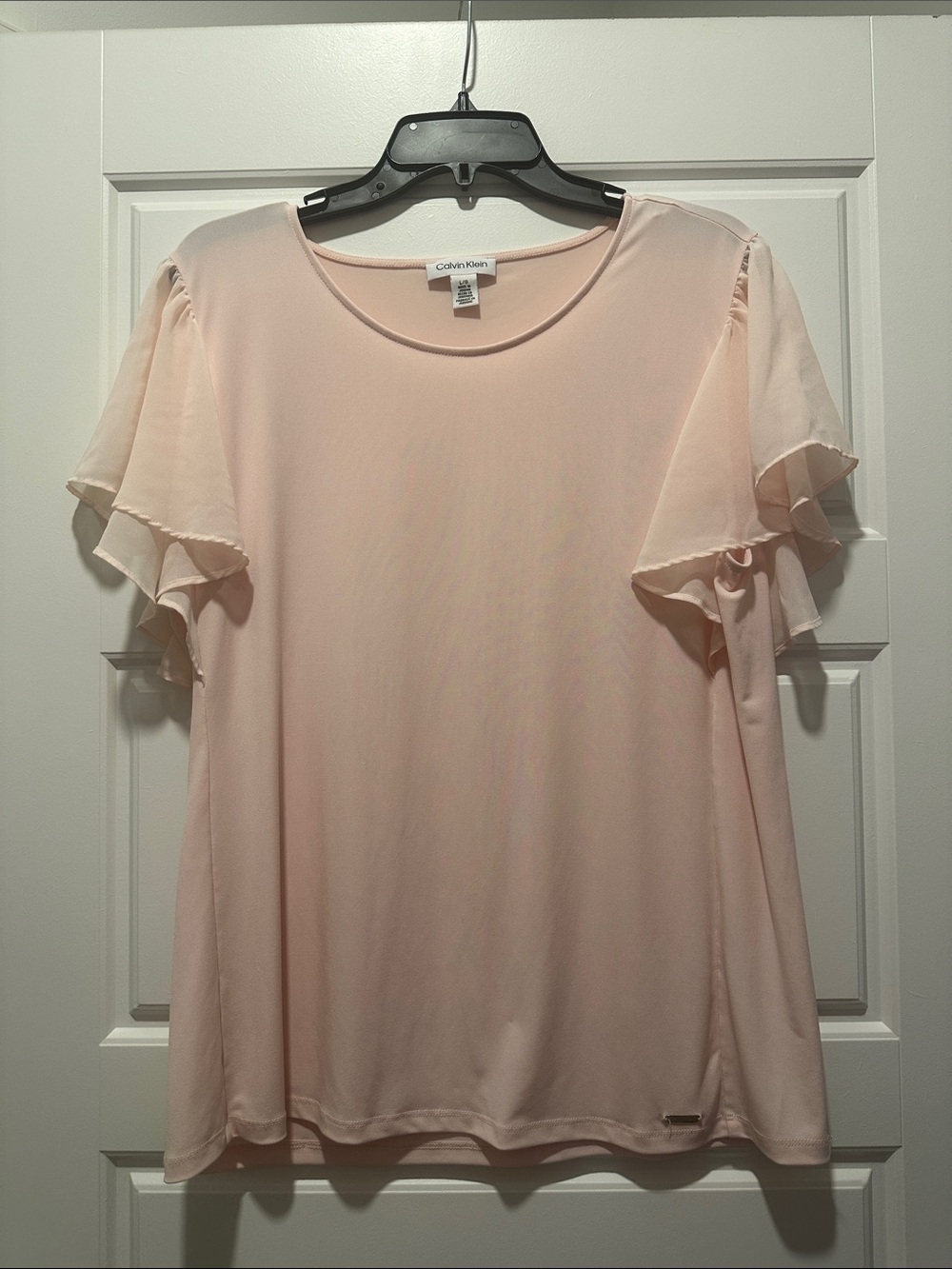 Calvin Klein Light Blush Ruffle Sleeve Blouse
